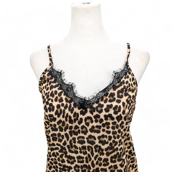 ASOS Design Lace Trim Midi Slip Dress Animal Leopard Print Size 2 - Picture 2 of 9